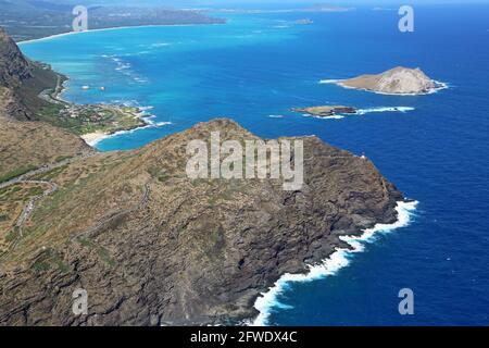 Makapuu Point mit Leuchtturm - Oahu, Hawaii Stockfoto