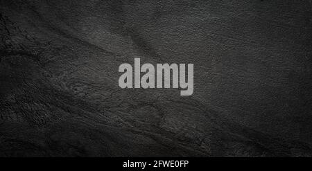 Schwarze Wand Schiefer Textur rauer Hintergrund, dunkler Betonboden oder alten Grunge Hintergrund Stockfoto