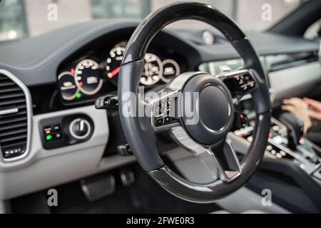 Lenkradwagen, selektiver Fokus. Stockfoto