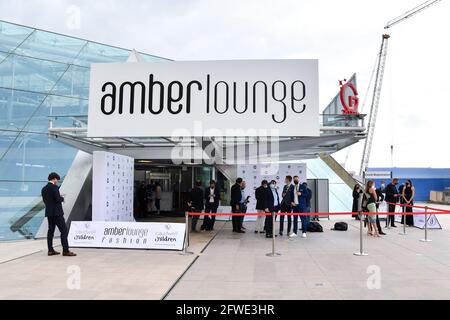 Blick auf den Eingang der Modenschau Amber Lounge 2021, einer Wohltätigkeitsorganisation für behinderte Kinder, am 21. Mai 2021 im Grimaldi Forum in Monte-Carlo, Monaco. Foto von Lionel Urman/ABACAPRESS.COM Stockfoto