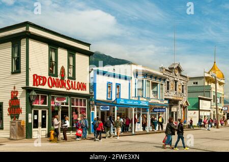 Alte Gebäude am Broadway, Skagway, Alaska, USA Stockfoto