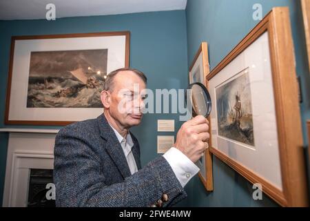 Andrew Marr eröffnet bahnbrechende Ausstellung im Haus von J W M Turner, Sandycoombe Road, St Margarets, Twickenham, England, VEREINIGTES KÖNIGREICH Stockfoto