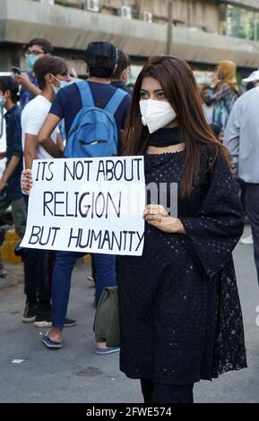 Pro Palestine-Protest im Karachi Press Club Stockfoto