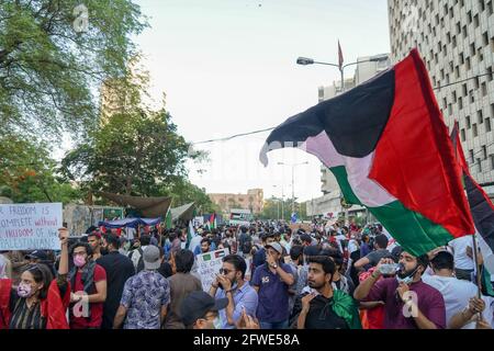 Pro Palestine-Protest im Karachi Press Club Stockfoto