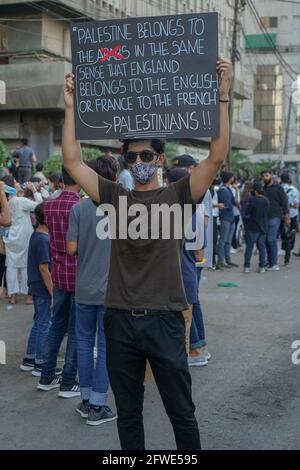 Pro Palestine-Protest im Karachi Press Club Stockfoto