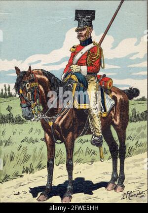 lancier Rouge de la Vieille Garde en tenue de Route 1811 - 1812 Stockfoto