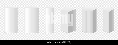 Satz geometrischer Formen. Realistische Sockel oder Podien. Abstrakte geometrische leere Stufen. Design für die Preisverleihung oder Produktpräsentation. Vektor 3D Stock Vektor