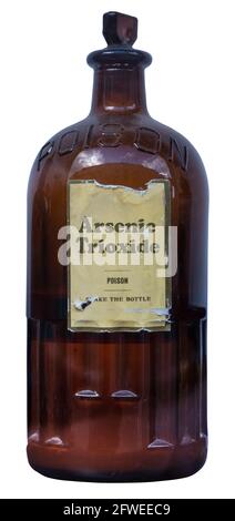 Eine Vintage-Glasflasche mit dem tödlichen Gift, Arsentrioxid Stockfoto