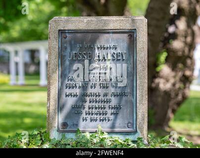 Bronze-Gedenktafel für Jesse Halsey, Southampton, NY Stockfoto