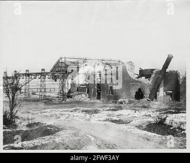 Erster Weltkrieg, erster Weltkrieg, Westfront - die Überreste einer Zuckerraffinerie, Frankreich Stockfoto