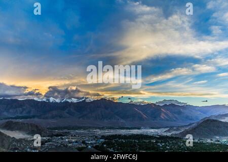 Sonnenuntergang in Leh City, Ladakh Stockfoto