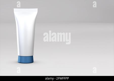 Weiße Kosmetikröhrchen isoliert auf farbigem Hintergrund. 3d-Bild Stockfoto