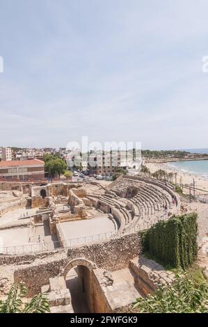 Antike römische Amphitheater in Tarragona, Spanien Stockfoto