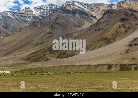 Verschiedene Ausblicke auf den Manali Leh Highway Stockfoto