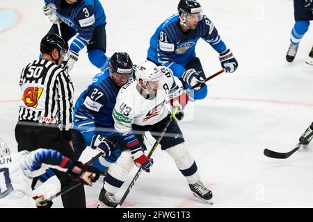 Riga, Lettland. Mai 2021. Finnland vs USA, Eishockey in Riga, Lettland, Mai 22 2021 Quelle: Independent Photo Agency/Alamy Live News Stockfoto