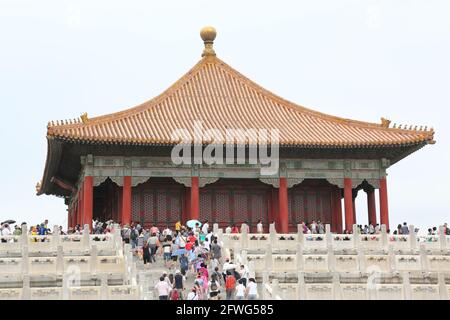 Halle der mittleren Harmonie im Verbotenen Stadtpalastmuseum von Peking, China. Stockfoto