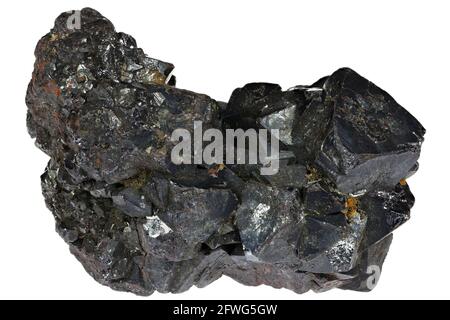 Kupferkristall aus der Rubtsovsk Mine, Russland isoliert auf weißem Hintergrund Stockfoto