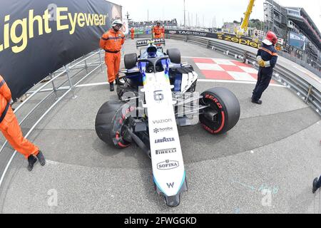 22. Mai 2021, Rennstrecke von Monaco, Monte Carlo, FORMEL 1 GRAND PRIX DE MONACO 2021, 20. - 23. Mai 2021, auf dem Bild Nichola Latifis (CAN # 6), Williams Racing's kaputtes Auto. Stockfoto