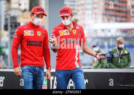 LECLERC Charles (mco), Scuderia Ferrari SF21, SAINZ Carlos (Spa), Scuderia Ferrari SF21, Porträt während der Formel-1-Weltmeisterschaft 2021, großer Preis von Monaco vom 20. Bis 23. Mai in Monaco - Foto Antonin Vincent / DPPI Stockfoto