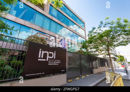 Außenansicht des Hauptbüros des INPI, National Institute of Industrial Property, französische öffentliche Einrichtung, die für Marken und Patente zuständig ist Stockfoto