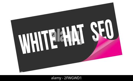 WHITE HAT SEO Text auf schwarz rosa Sticker Stempel geschrieben. Stockfoto