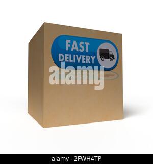 Großer Karton auf weißem Hintergrund. 3D-Rendering Stockfoto