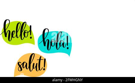 Hello Speech Bubbles Vektorschriftart Stock Vektor