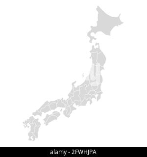 Symbol für Japan-Vektorkarte. Hokkaido ist eine detaillierte Landkarte. Japan asien Karte isoliert Stock Vektor