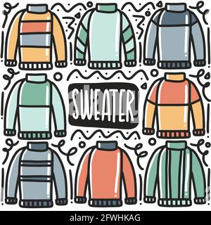 Handgezeichneter Doodle Pullover Kunst Design Element Illustration. Stock Vektor