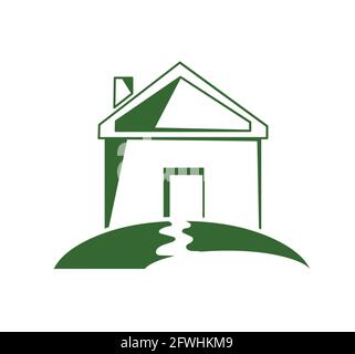 Green House Logo Vektor isoliert auf weißem Hintergrund Stock Vektor
