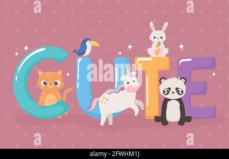 Niedliche Worttiere Stock Vektor