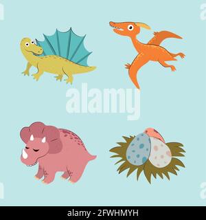 Setzen Sie Dinosaurier und Eier Stock Vektor