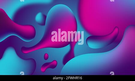 Gradient organische Formen Hintergrund Design. Wellenförmige Fluidwellen und Retro-Wellen. Futuristisches Design für Banner, Präsentation, Landing Page. Stockfoto