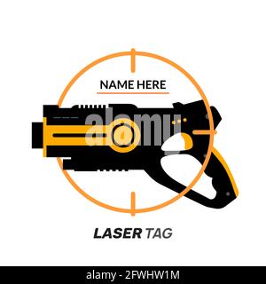 Laser Tag Pistole Spiel Symbol. Vektor Laser Tag futuristische Logo Waffe Stock Vektor