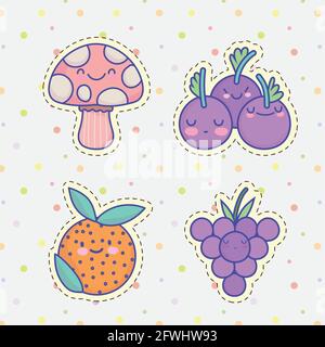 Niedliches Obst, Gemüse Stock Vektor
