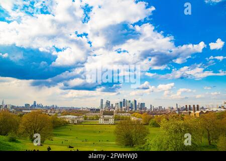 Skyline von London vom Greenwich Park Stockfoto