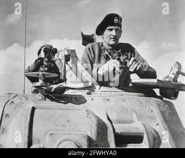 Zweiter Weltkrieg Britischer General Bernard Montgomery 8. Armee M3 Grant Tank Libya 1942 WW2 WW2 Englische Militärpanzer Stockfoto