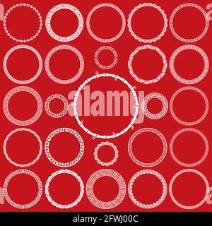 Sammlung von chinesischen dekorativen Ornamental Runde Bordüren. Ideal für Vintage Label Designs, Grußkarten, Menüs etc. Stock Vektor