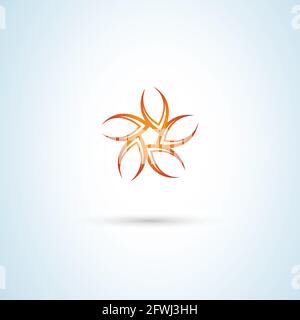 Elegantes Symbol mit Blattblumen-Logo. Abstraktes Linienvektorzeichen im linearen Stil. Stock Vektor