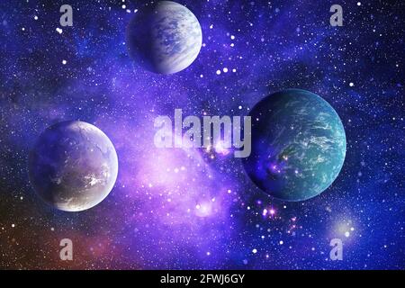Space background with red nebula and stars. Elements of this image furnished by NASA. Stockfoto