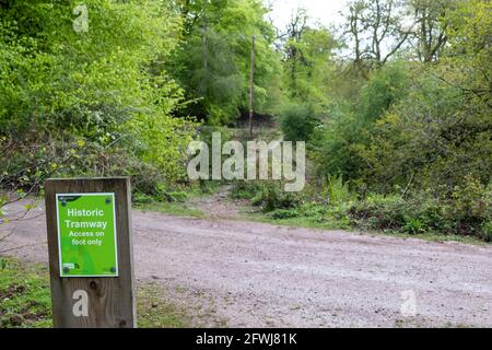 Old Tramway, Forest of Dean Bergbau und Abbau. Bixslade Geologie Spaziergang. Stockfoto