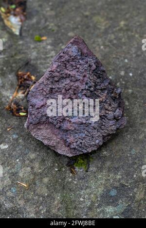 Rohes Eisenerz, Forest of Dean. Bixslade Geologie Spaziergang. Stockfoto