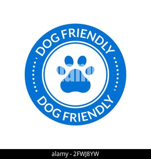 Tierfreundliches Schild. Pfote Hund Katze Ort Symbol zertifiziert Stock Vektor