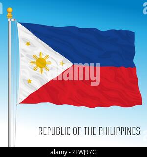 Philippinen offizielle Nationalflagge, asiatisches Land, Vektordarstellung Stock Vektor