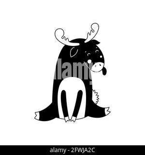 Niedliche Elche Vektorgrafik. Flaches Design auf weißem Hintergrund. Stock Vektor
