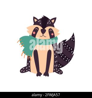 Cartoon Tier, niedlichen Waschbär auf weißem Hintergrund. Flaches Design. Vektorgrafik. Stock Vektor