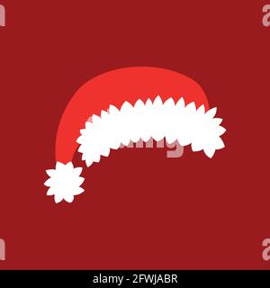 Santa Claus Red hat isoliert. Weihnachtsmann Weihnachtsmütze Dekoration. vektor-Illustration in flachem Stil. Stock Vektor