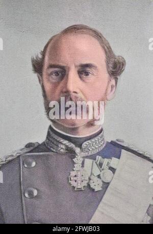 Christian IX, 1818 - 1906, war von 1863 bis 1906 König von Dänemark, Originalabzug aus dem Jahr 1899 / Christian IX, ab 1863 König von Dänemark, historisch, historisch, digital verbesserte Reproduktion eines Originals aus dem 19. Jahrhundert / digitale Reproduktion einer Originalvorlage aus dem 19ten Jahrhundert. Jahrhundert, Originaldatum nicht bekannt, koloriert, handcoloriert, Koloration, Stockfoto