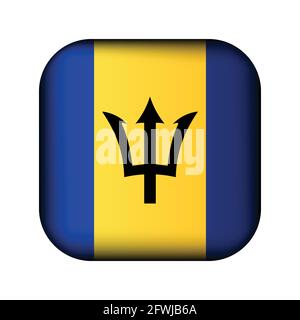 Glaskugel mit Flagge von Barbados. Runde Kugel, Vorlagensymbol. Nationales Symbol. Glänzende realistische Kugel, abstrakte 3D-Vektordarstellung Stock Vektor