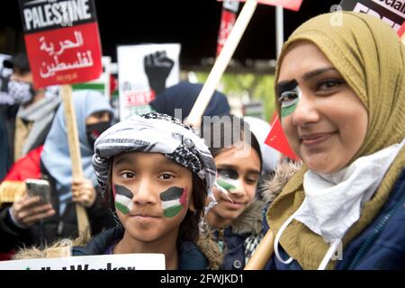 Mai 2021. Solidarität mit Palästina marsch, Central London. Stockfoto